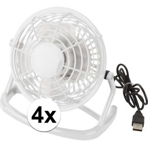 Bureau ventilator met USB 4 stuks