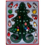 IKO - mini decoratie kerstboompje - met ornamenten - hout - 19 cm