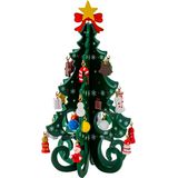 IKO - mini decoratie kerstboompje - met ornamenten - hout - 19 cm