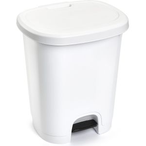 Kunststof afvalemmers/vuilnisemmers wit 18 liter met pedaal