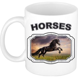Dieren liefhebber zwart paard mok 300 ml - paarden beker