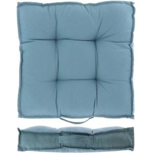 Unique Living Vloerkussen - 2x - blauw - katoen - 43 x 43 x 7 cm - vierkant - Matras/zitkussen