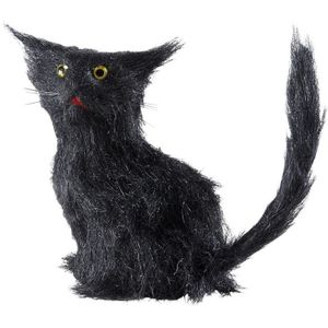 Zwarte horror decoratie kat/poes 12 cm