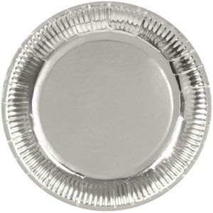 6x Zilveren feest borden 23 cm