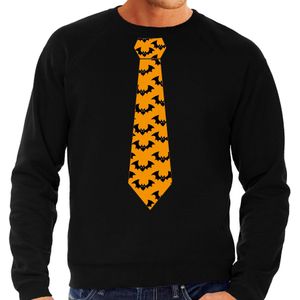 Halloween thema verkleed sweater / trui vleermuis stropdas zwart voor heren