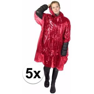 5x rode noodponcho doorschijnend