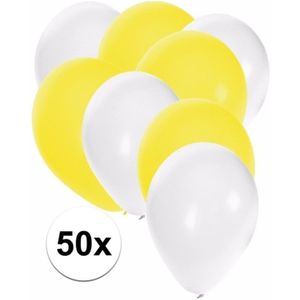 50x witte en gele ballonnen
