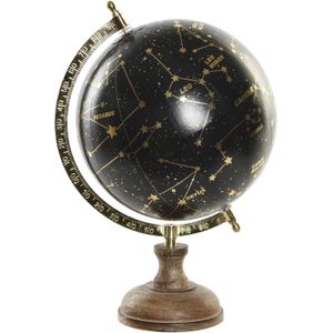 Items Deco Wereldbol/globe met sterrenhemel/sterrenbeelden - zwart - D20 x H33 cm