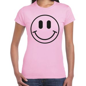 Bellatio Decorations Verkleed shirt dames - smiley - roze - carnaval - foute party - feestkleding
