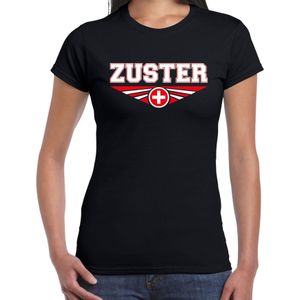 Zuster t-shirt zwart dames - Beroepen shirt