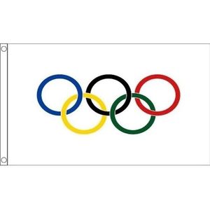 Olympische spelen vlag - 90 x 60 cm - polyester - versiering