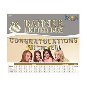 Banner letter box goud/zilver