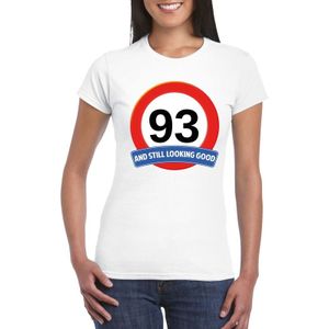 93 jaar verkeersbord t-shirt wit dames