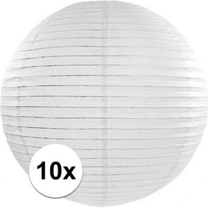 10x Witte luxe lampionnen rond 35 cm