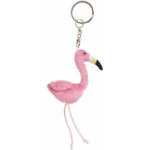 2x Pluche sleutelhanger flamingo knuffel 6 cm