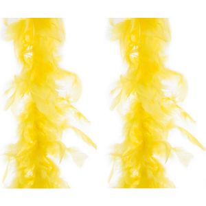 2x stuks carnaval verkleed veren Boa kleur geel 2 meter