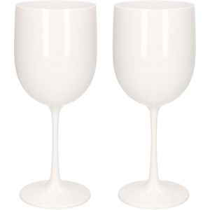 2x stuks onbreekbaar wijnglas wit kunststof 48 cl/480 ml