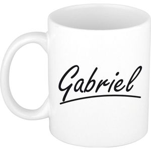 Gabriel voornaam kado beker / mok sierlijke letters - gepersonaliseerde mok met naam