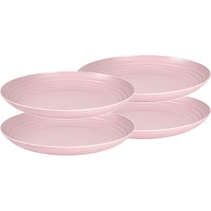 Set van 8x stuks rond kunststof borden oud roze 25 cm