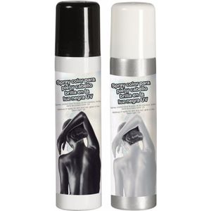 Guirca Haarspray/bodypaint spray - 2x kleuren - wit en zwart - 75 ml