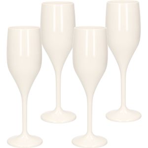 Set van 12x Stuks Champagneglazen/Prosecco Flutes Wit 150 ml Onbreekbaar Kunststof - Herbruikbaar