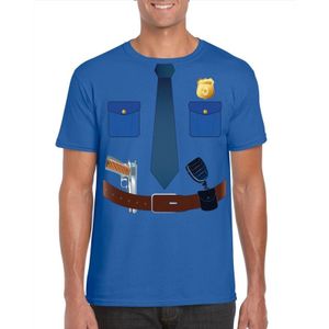 Politie verkleedkleding t-shirt blauw voor heren