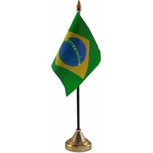 Brazilie versiering tafelvlag 10 x 15 cm