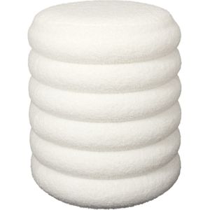 Home Deco Factory Poef/krukje - bouclÃ© - wit - D37 x H44 cm