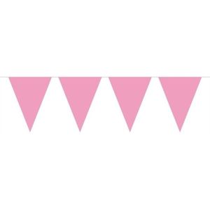 1x Mini vlaggetjeslijn slingers licht roze 350 cm