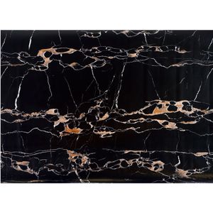 Raved Raamfolie/Plakfolie - Decoratiefolie - Marmer Print Zwart/Oranje - 2 m x 45 cm