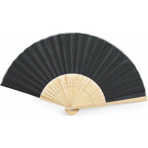 Handwaaier/Spaanse waaier - zwart - bamboe/polyester - 38 x 21 cm - verkoeling/zomer