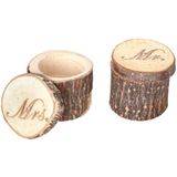 Chaks Bruiloft/huwelijk trouwringen boomstammetje hout - MR &amp; MRS - ringdoosje - D6 x H4 cm