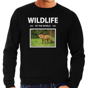 Vos foto sweater zwart voor heren - wildlife of the world cadeau trui Vossen liefhebber