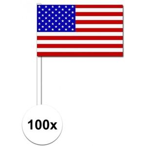 100x Amerika decoratie papieren zwaaivlaggetjes