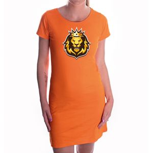 Koningsdag jurkje oranje voor dames - EK/ WK/ oranje fan dress leeuwenkop