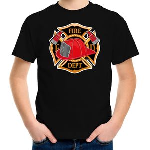Brandweerman / brandweer shirt zwart voor kinderen - verkleed outfit