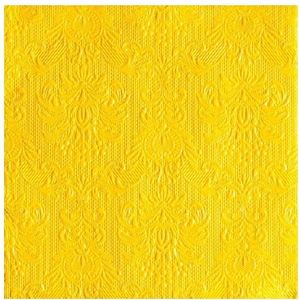 15x Servetten geel met decoratie / barok stijl 3-laags 33 x 33 cm