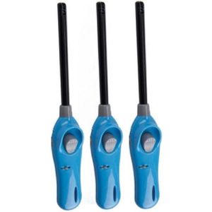 Set van 3x stuks BBQ aanstekers navulbaar lichtblauw 26 cm