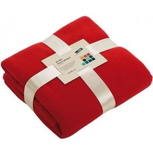 Fleece woondeken/woonplaid rood 130 x 170 cm