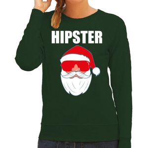 Groene Kersttrui / Kerstkleding Hipster voor dames met Kerstman met zonnebril