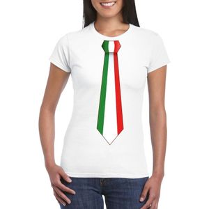Shirt met Italie stropdas wit dames