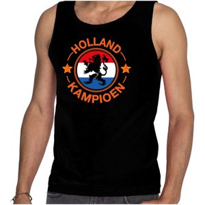 Zwart fan tanktop / kleding Holland kampioen met leeuw EK/ WK voor heren