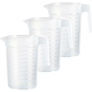 Plastcforte Waterkan/schenkkan - 3x - transparant - 1000 ML - kunststof