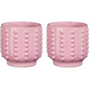 Mica Decorations Pot - 2x - boaz - gebobbeld - roze - 13 x 14 cm