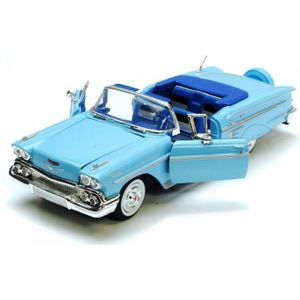 Modelauto Chevrolet Impala 1958 Blauw 22 X 8 X 6 cm - Schaal 1:24 - Speelgoedauto - Miniatuurauto