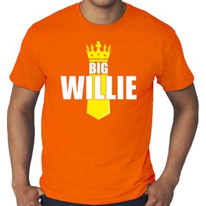 Grote maten oranje Willie shirt met kroontje - Koningsdag t-shirt voor heren