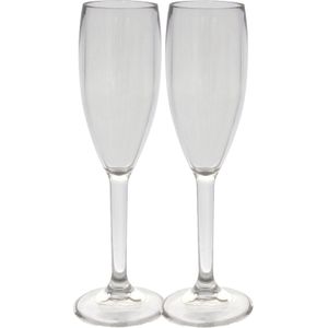 Set van 2x stuks onbreekbare kunststof camping champagneglazen 175 ml