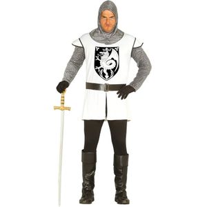 Carnavalskostuum middeleeuwse ridder wit voor heren