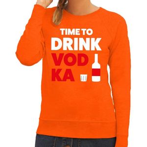 Time to drink Vodka fun sweater oranje voor dames