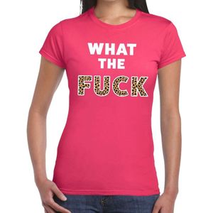 What the Fuck tijger print fun t-shirt roze voor dames